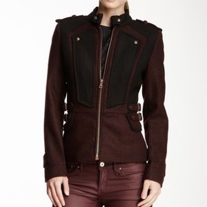 Sam Edelman Two Tone Military Wool Jacket Coat Zip